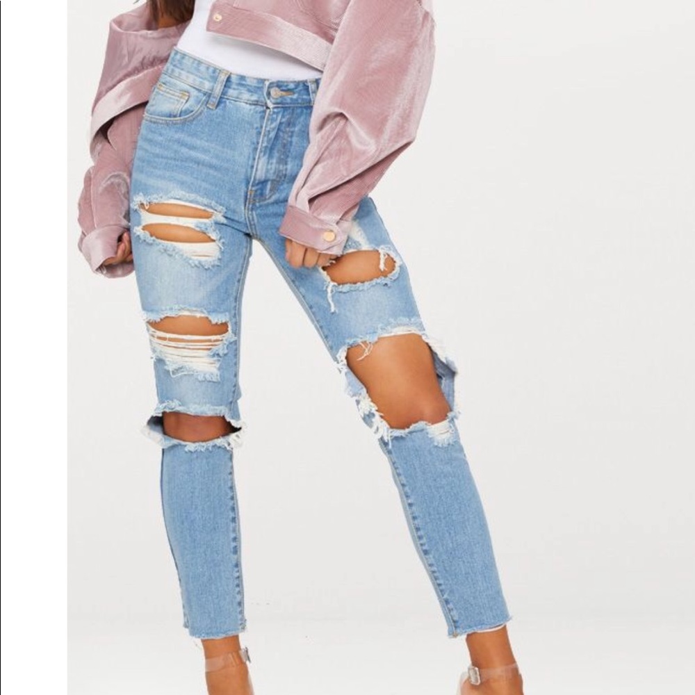 Light Wash Extreme Distressed Boyfriend Jean